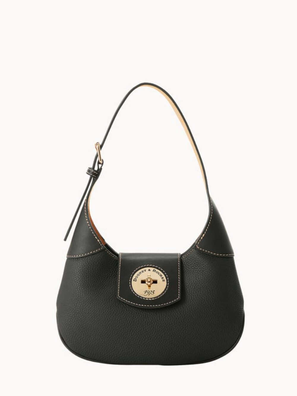 Dooney & Bourke Pebble Turnlock Hobo 26 Black on Black, Gold Hardware
